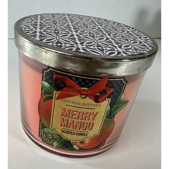 NEW! Bath & Body Works Merry Mango Scented 3 Wick Candle Large 14.5 OZ *Read Des - Picture 5 of 7